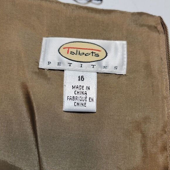 Talbots Suit Dress Toile Floral Patterned Sleeveless Light Brown Black Women's - Picture 8 of 10